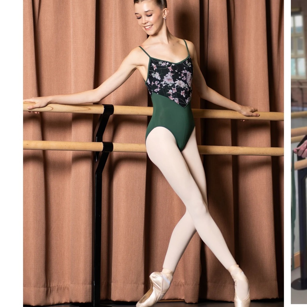 NWT Danse de Paris Cherie iris moss Floral Green Ballet Leotard AXXS child large